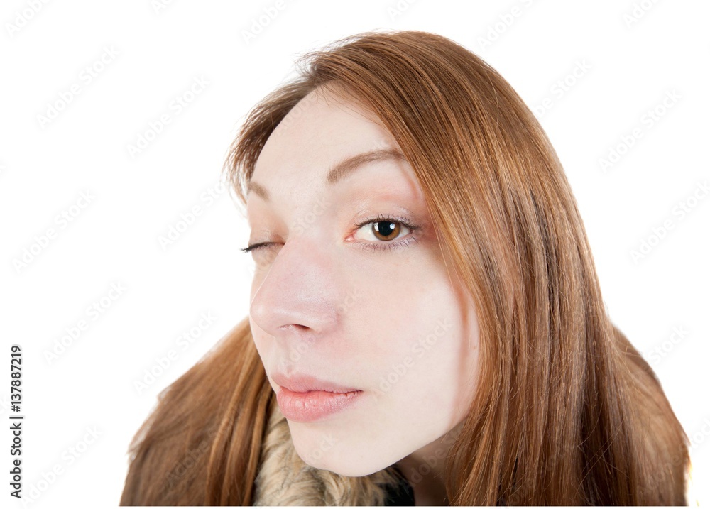 Portrait of a woman peep. Portrait of a woman peep.