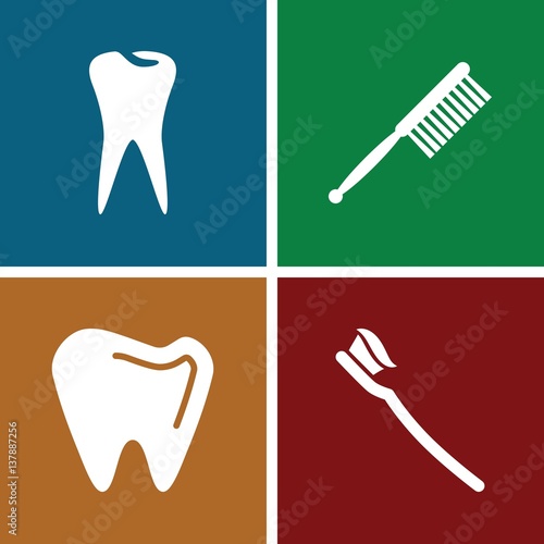 Set of 4 teeth filled icons