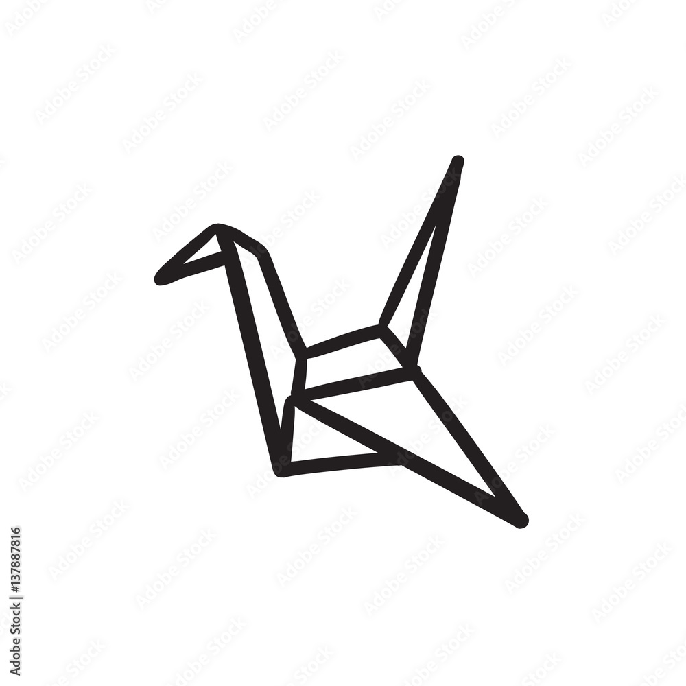 Origami bird sketch icon. Origami bird sketch icon.