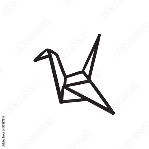 Origami bird sketch icon.