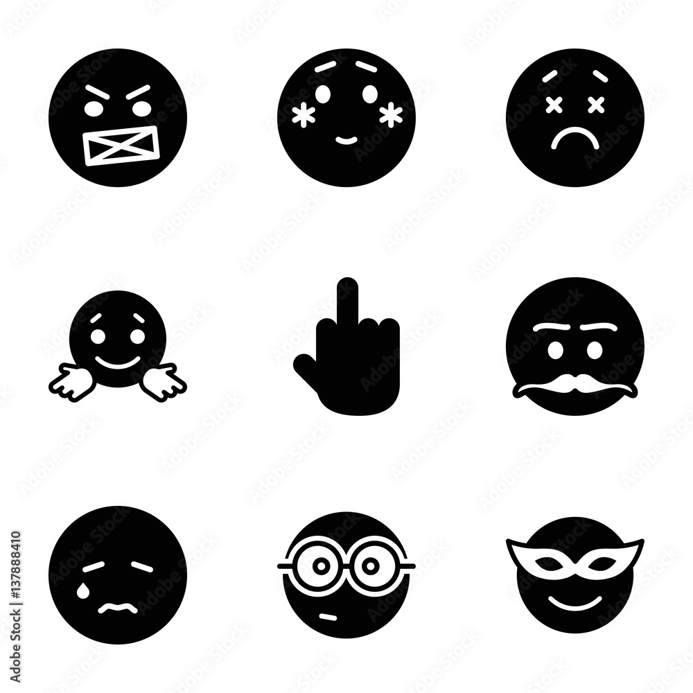 Set of 9 Emotions filled icons