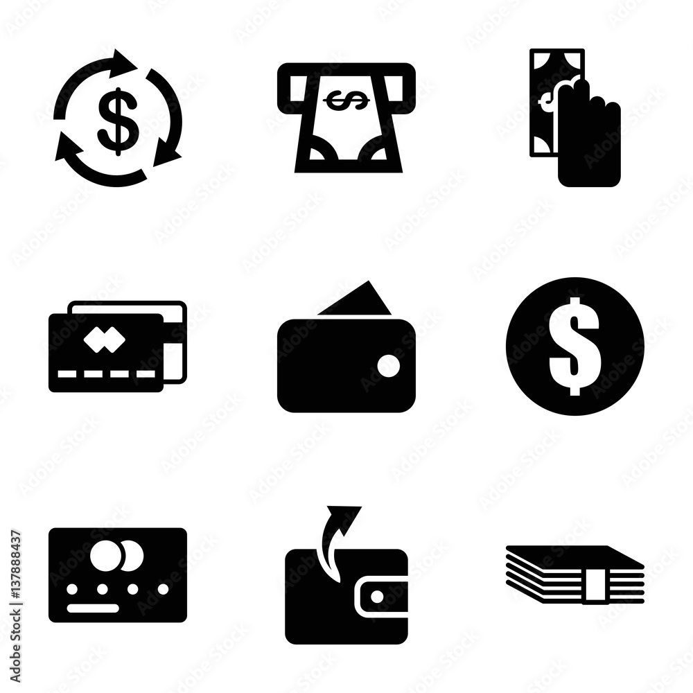 Set of 9 payment filled icons Set of 9 payment filled icons