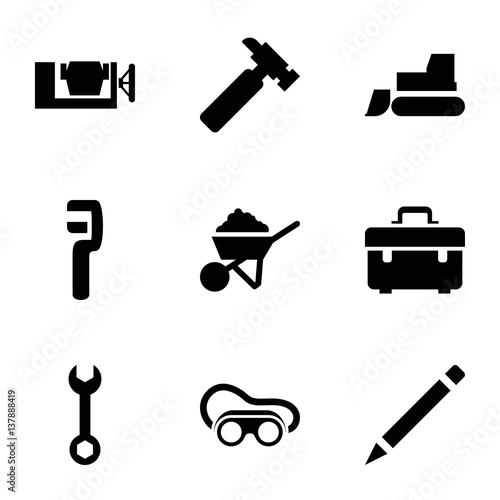 Set of 9 Construction filled icons