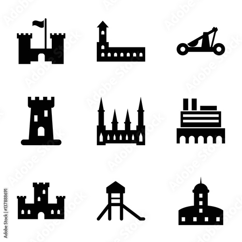 Set of 9 fort filled icons