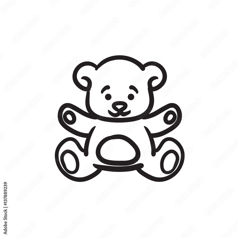 Obraz premium Teddy bear sketch icon.