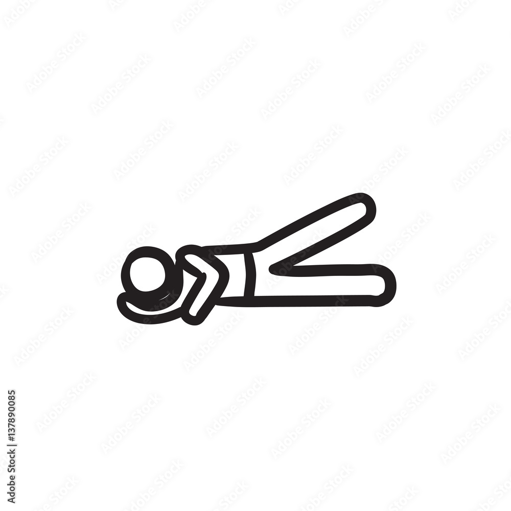 Man lying and lifting leg sketch icon. Man lying and lifting leg sketch icon.