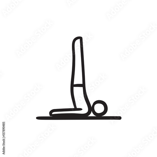 Man practicing yoga sketch icon.