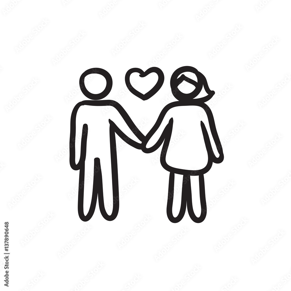 Couple in love sketch icon. Couple in love sketch icon.