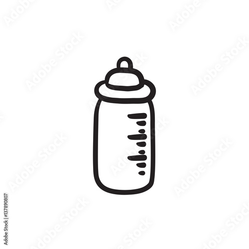 Feeding bottle sketch icon.