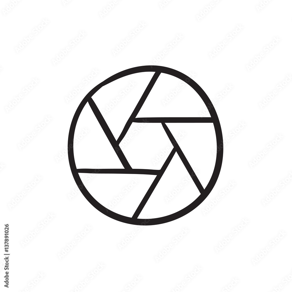 Camera shutter sketch icon. Camera shutter sketch icon.