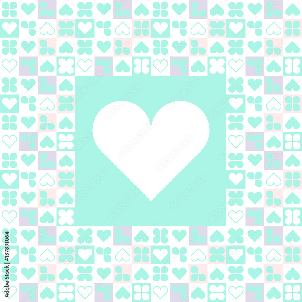 Cover Postcard with heart for Valentine's Day. Vector blue and peach Cover Postcard with heart for Valentine's Day. Vector blue and peach