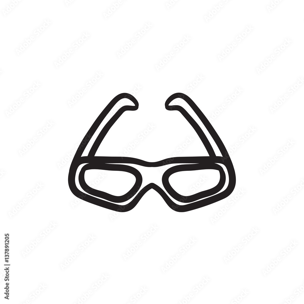 Three d cinema glasses sketch icon. Three d cinema glasses sketch icon.