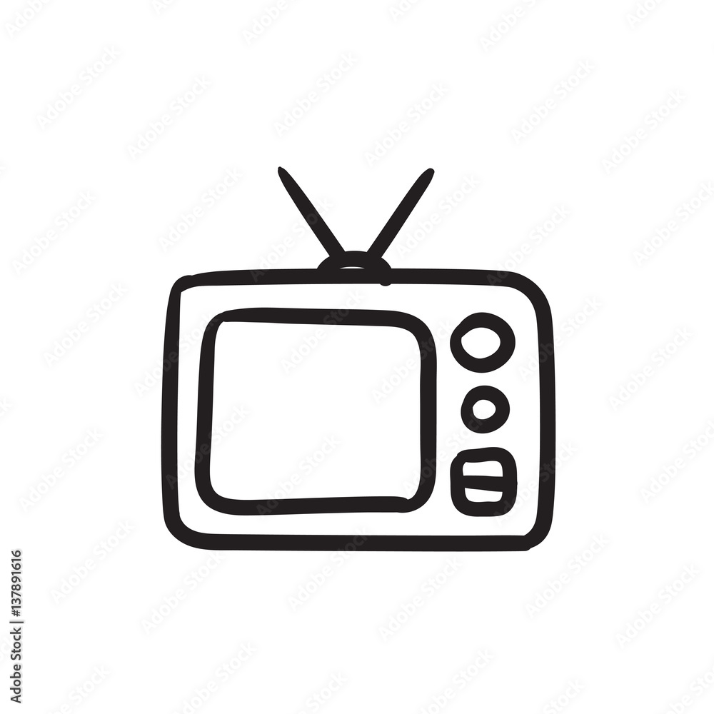 Retro television sketch icon. Retro television sketch icon.