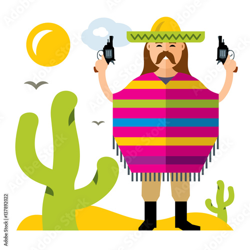 Vector Crime in Mexico. Flat style colorful Cartoon illustration.