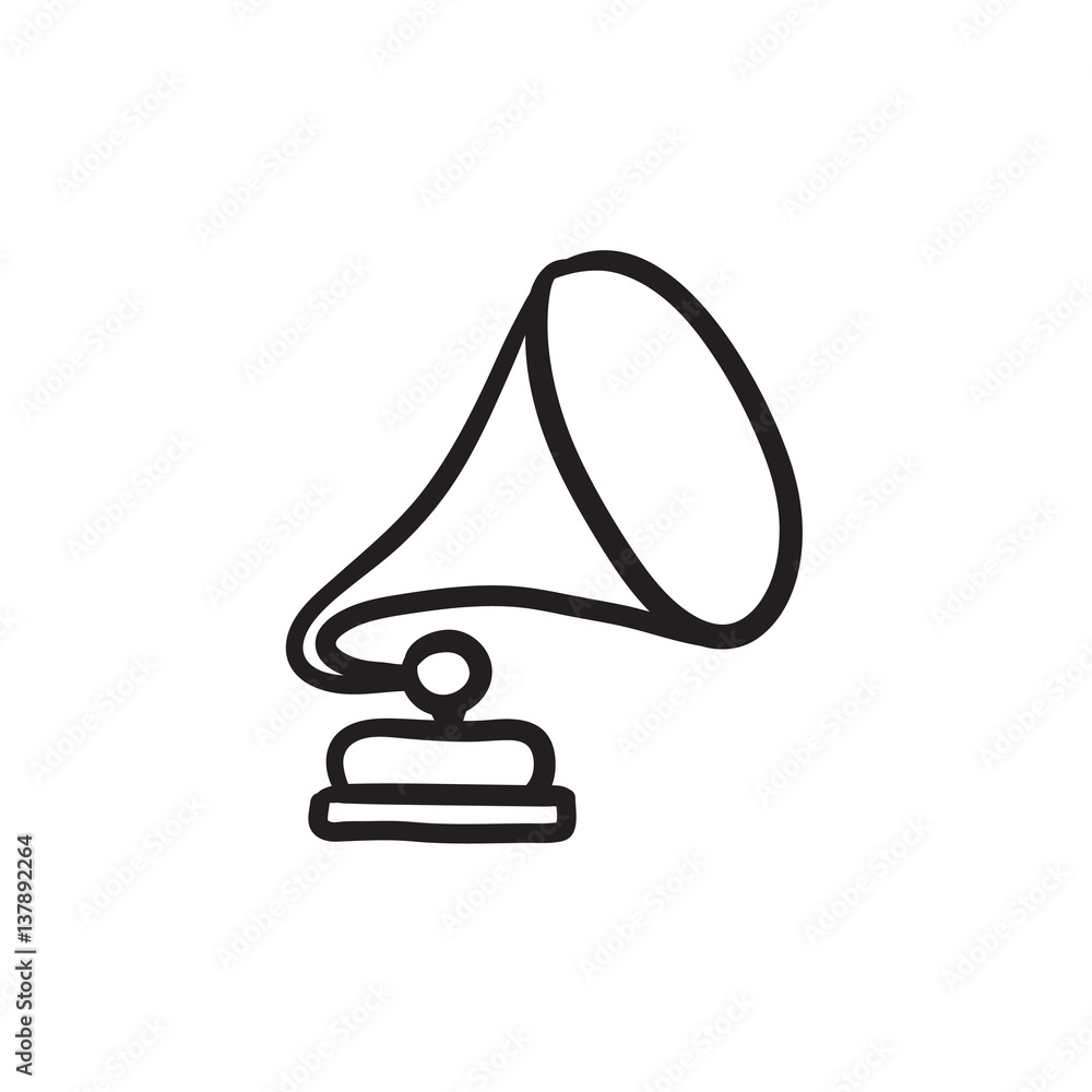 Gramophone sketch icon. Gramophone sketch icon.