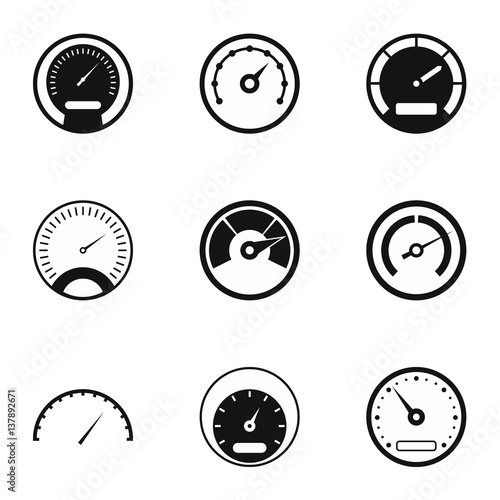 Speed measurement icons set, simple style