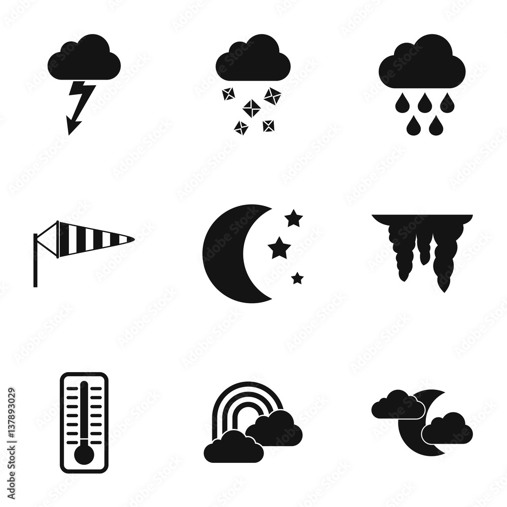 Weather outside icons set, simple style Weather outside icons set, simple style