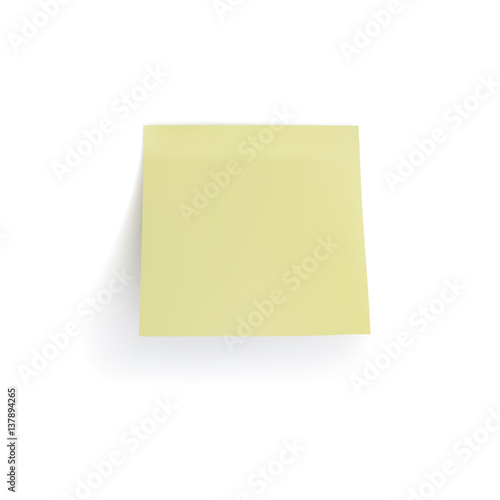Vector realistic yellow sticker isolated on white background.