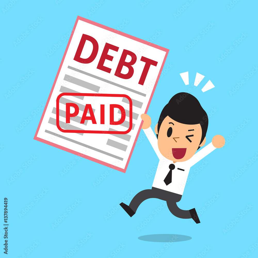 Cartoon businessman paid his debt Cartoon businessman paid his debt