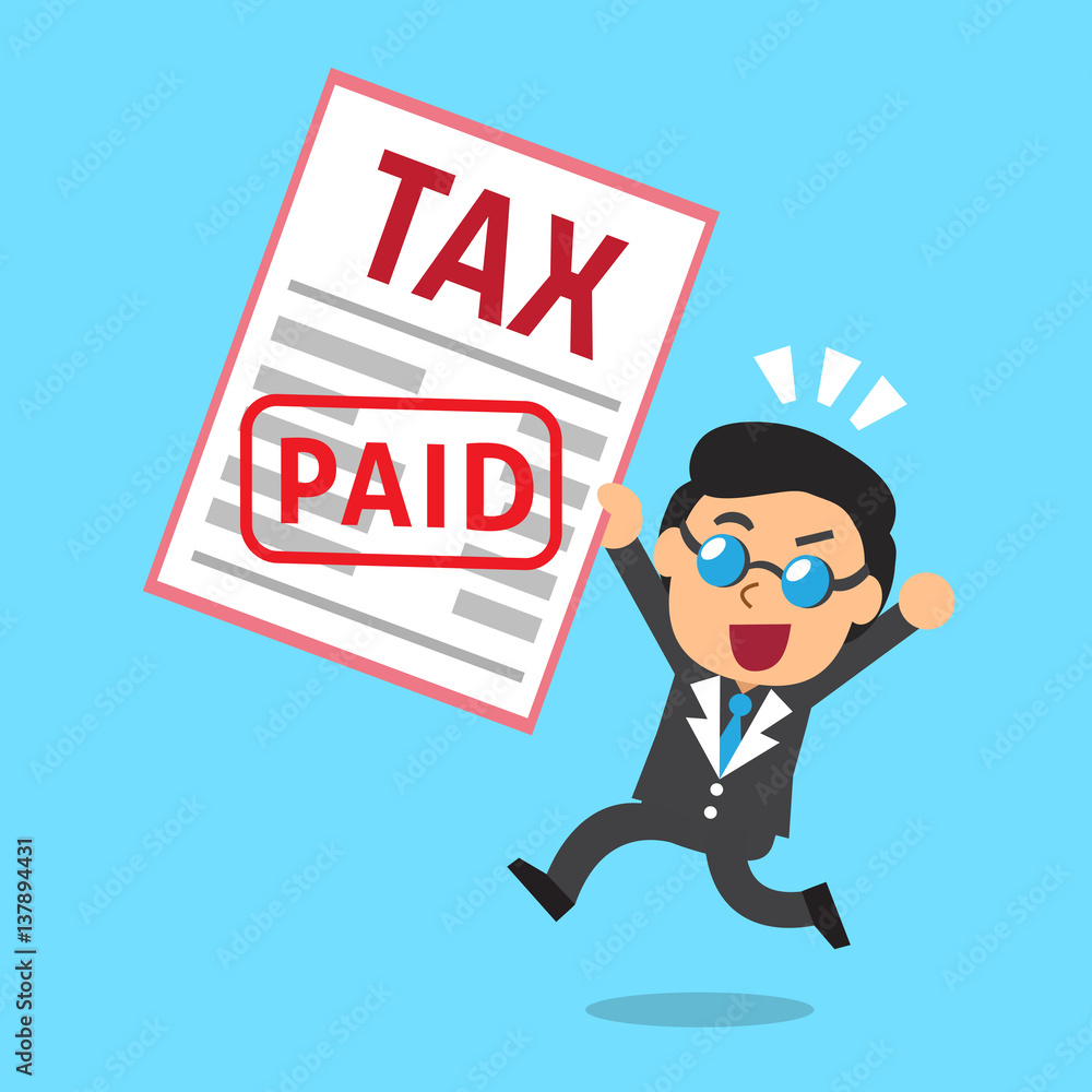 Cartoon businessman paid tax