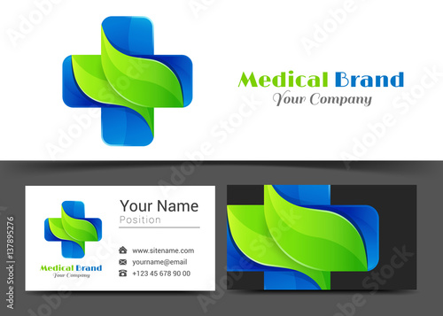 Medicine Corporate Logo and business card sign template. Creative design with colorful logotype business visual identity composition made of multicolored element. Vector illustration
