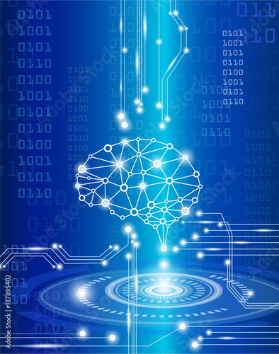 technology concept,digital brain genius  with electric circuit