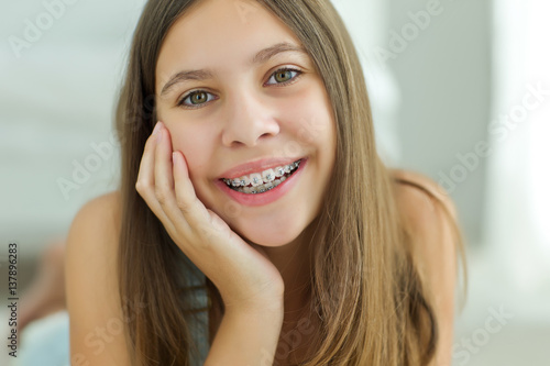 Girl with braces  photo