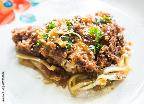 Fényképezés fried  chicken milanese in plate