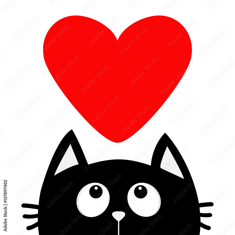 Black Cat Looking Up To Big Red Heart Cute Cartoon Character Kawaii Animal Love Greeting Card Happy Valentines Day Flat Design Style White Background Isolated Stock Vector Adobe Stock Black Cat Looking Up To Big Red Heart Cute Cartoon Character Kawaii Animal Love Greeting Card Happy Valentines Day Flat Design Style White Background Isolated Stock Vector Adobe Stock
