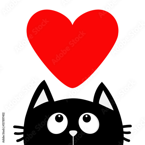 Black Cat Looking Up To Big Red Heart Cute Cartoon Character Kawaii Animal Love Greeting Card Happy Valentines Day Flat Design Style White Background Isolated Stock Vector Adobe Stock Black Cat Looking Up To Big Red Heart Cute Cartoon Character Kawaii Animal Love Greeting Card Happy Valentines Day Flat Design Style White Background Isolated Stock Vector Adobe Stock