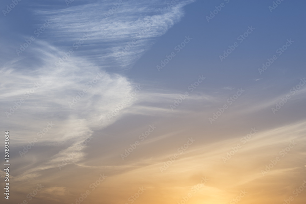 clear sky with smooth clouds at sunset