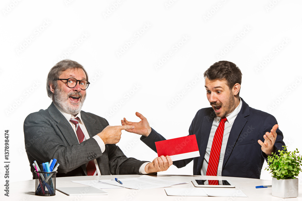 Fototapeta premium Concept - corruption. Businessman in a suit taking a bribe