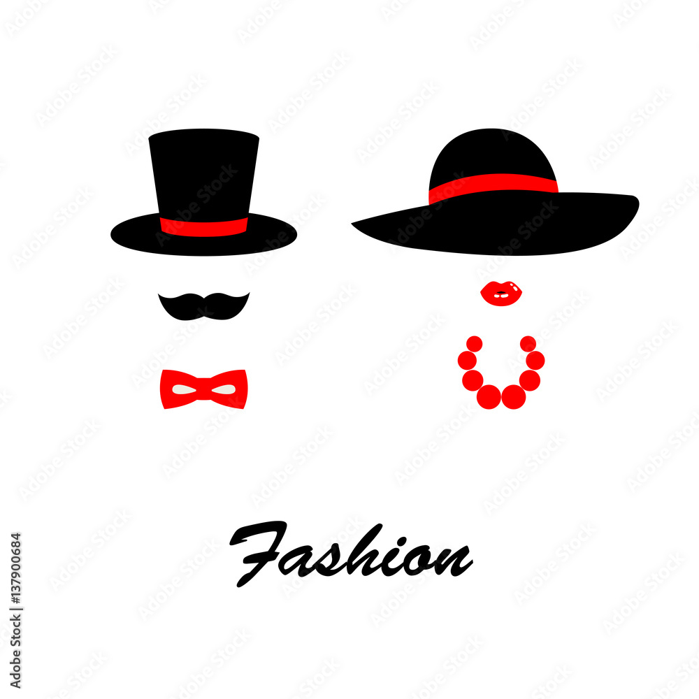 Vector illustration of lady and gentleman flat icons