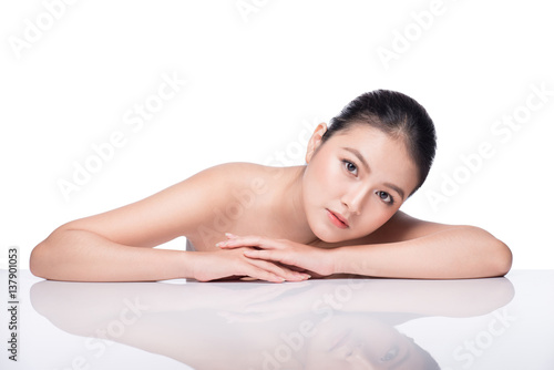 Youth and Skin Care Concept. Beauty Spa Asian Woman with perfect skin Portrait