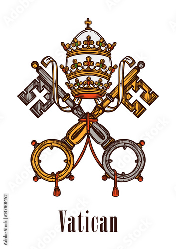 Vatican keys symbol coat of arms vector icon