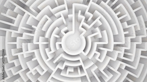 3d rendering circular maze in top view