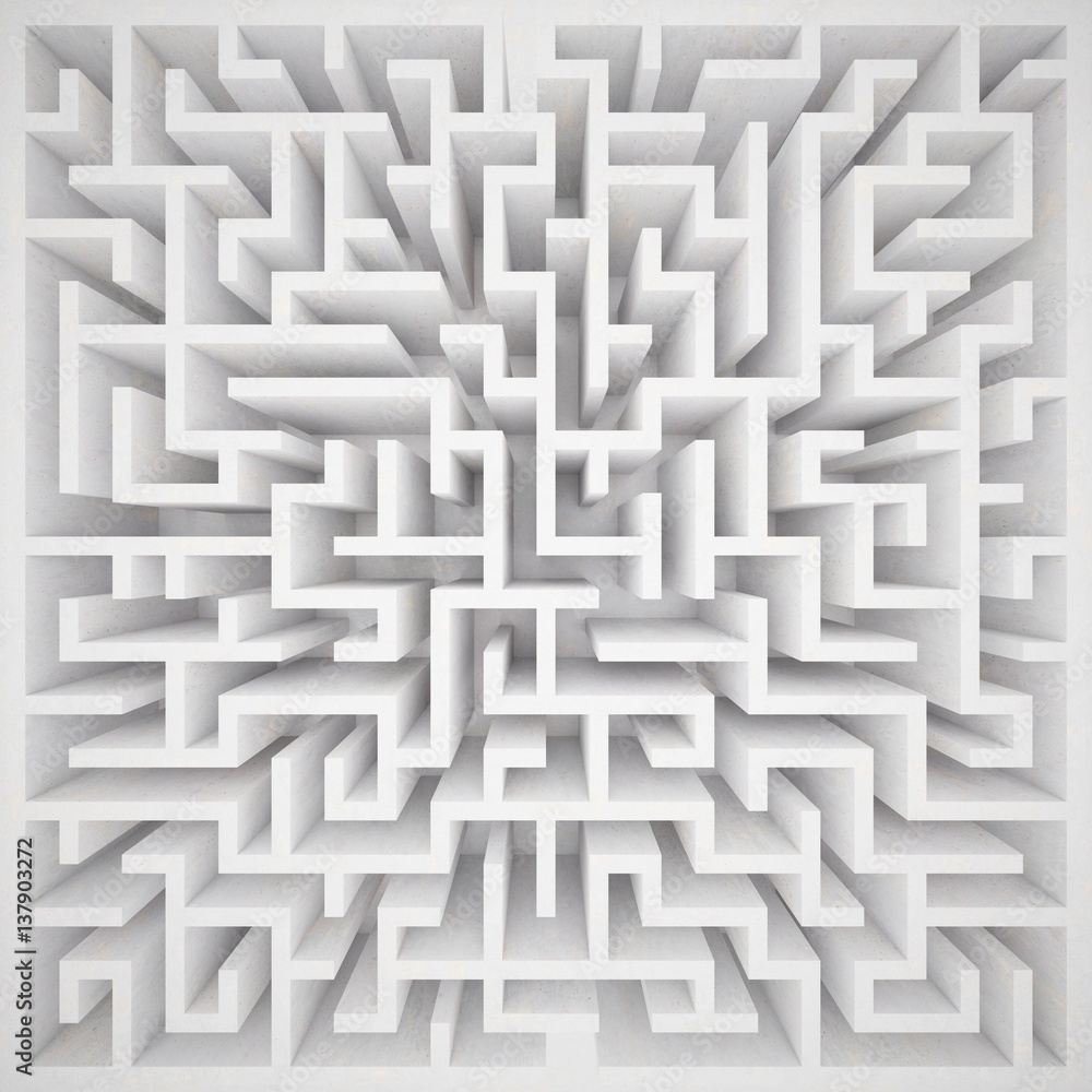 3d rendering maze in top view 3d rendering maze in top view