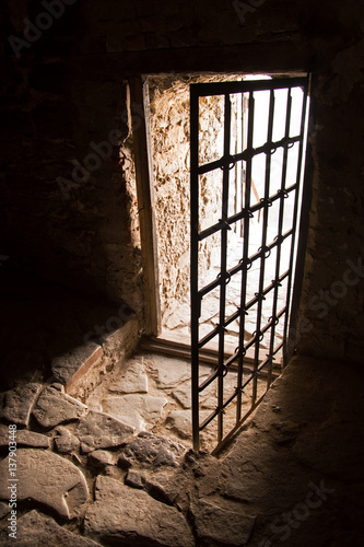 Ancient door of dark room