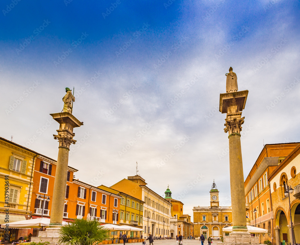 main square in Ravenna in Italy