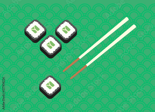 sushi and chopsticks