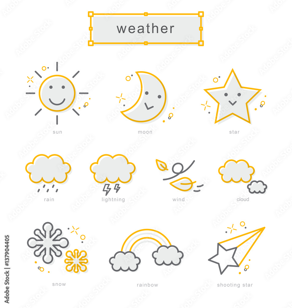 Thin line icons set, weather