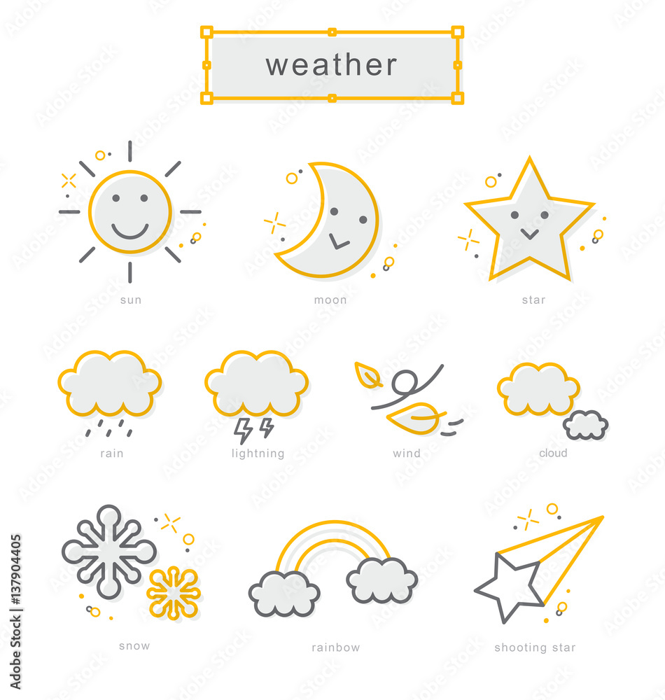 Thin line icons set, weather Thin line icons set, weather