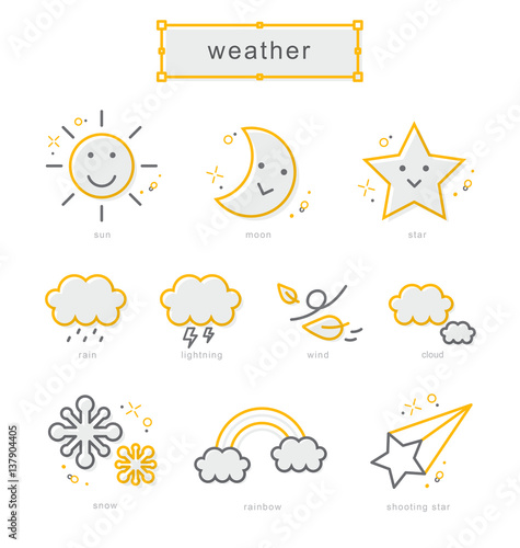 Thin line icons set, weather
