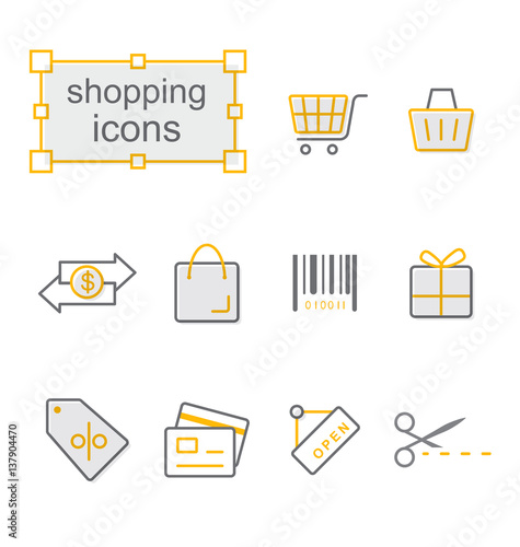Thin line icons yellow set, Shopping