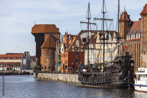 Old Town of Gdansk with The Crane on the Motlawa river - Poland