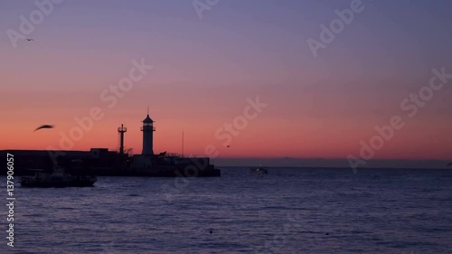 Wallpaper Mural Fishing boats at sunrise swim out in the open sea. Torontodigital.ca