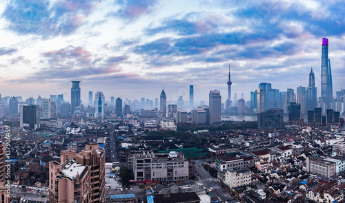 Shanghai skyline with residential district in China. © fanjianhua