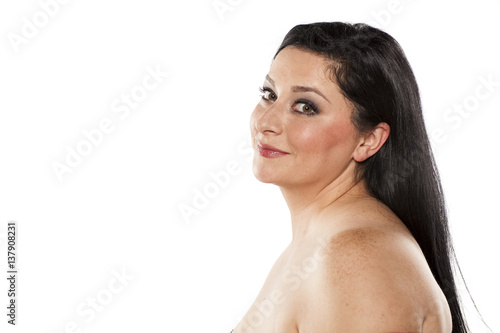 Profile of a young chubby beautiful woman
