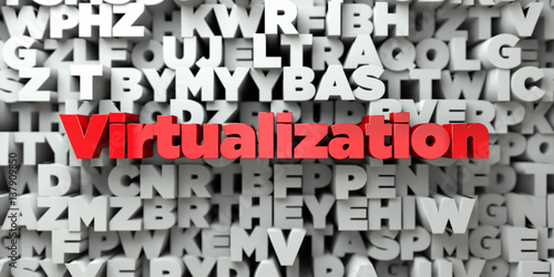 Cuadro en lienzo Virtualization -  Red text on typography background - 3D rendered royalty free stock image