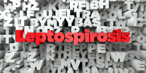 Leptospirosis - Red text on typography background - 3D rendered royalty free stock image. This image can be used for an online website banner ad or a print postcard.